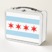 Metalen Roestvrij Lunchbox met vlag van Chicago (Voorkant)