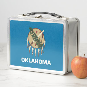 Metalen Roestvrij Lunchbox met vlag van Oklahoma