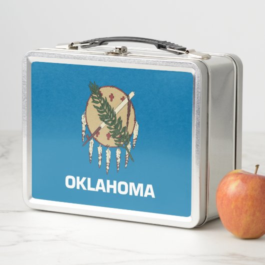 Metalen Roestvrij Lunchbox met vlag van Oklahoma (In situ)