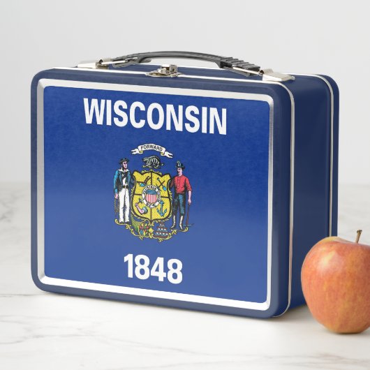 Metalen Roestvrij Lunchbox met Wisconsin vlag (In situ)