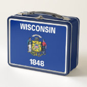 Metalen Roestvrij Lunchbox met Wisconsin vlag (Voorkant)