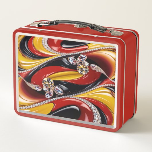 Metalen Roestvrije Lunchbox met Belgische kleuren (Achterkant)