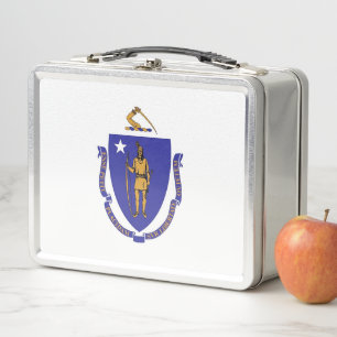 Metalen Roestvrije Lunchbox met Massachusetts vlag