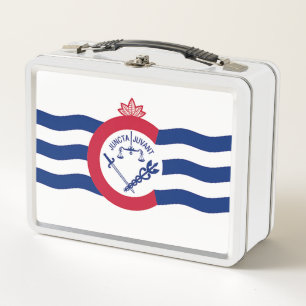 Metalen Roestvrije Lunchbox met vlag van Cincinnat