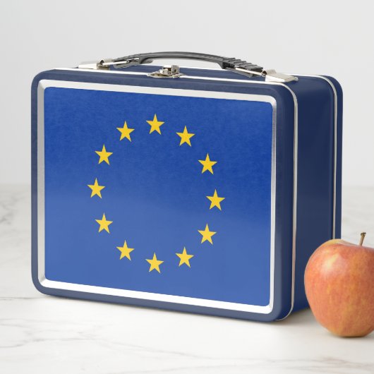 Metalen Roestvrije Lunchbox met vlag van de Europe (In situ)