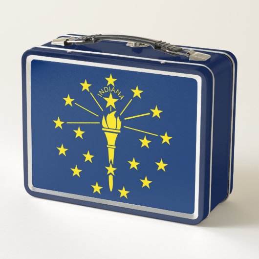 Metalen Roestvrije Lunchbox met vlag van Indiana (Achterkant)