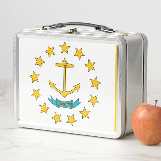 Metalen Roestvrije Lunchbox met vlag van Rhode Isl (In situ)