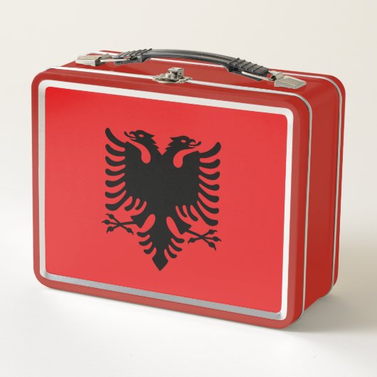 Metalen Roestvrije Lunchbox - vlag van Albanië (Voorkant)