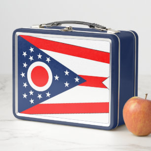 Metalen roestvrijstalen lunchbox met vlag van Ohio