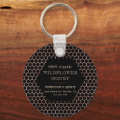 Metalen roos goudhoningraat monogram apiary sleutelhanger (Voorkant)