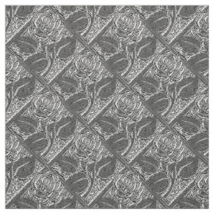 Metalen Rozen 05, Silver-Fabric Stof
