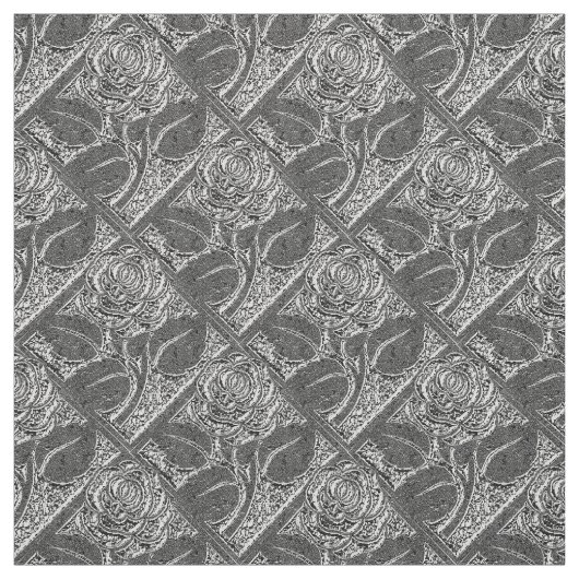 Metalen Rozen 05, Silver-Fabric Stof (Swatch)