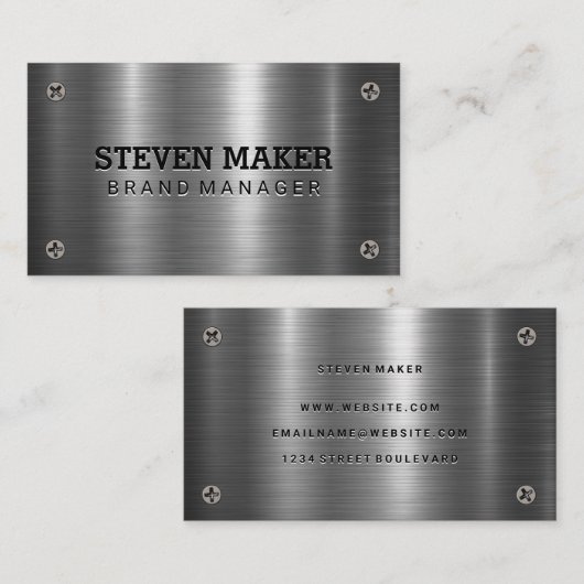 Metalen schroeven | Metaal aluminium Visitekaartje (Voorkant / Achterkant)
