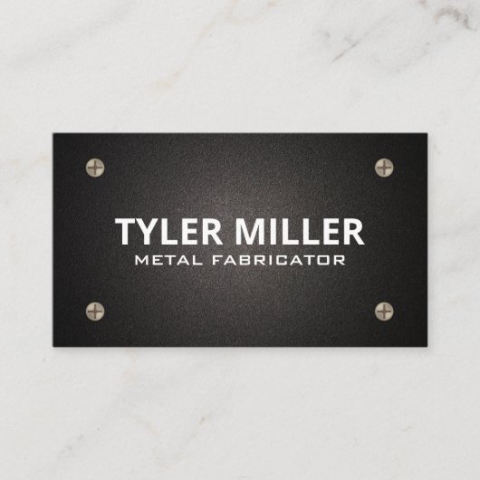 Metalen schroeven | Zwarte textuur Visitekaartje (Voorkant)