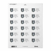 Metalen Shield Eenhoorn op Wit Etiket (Full Sheet)
