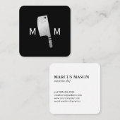 Metalen Slagersmes Monogram Vierkante Visitekaartje (Voorkant / Achterkant)