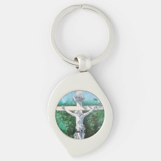 Metalen Sleutelhanger Johannes 3:16 geloofskerk pa (Voorkant)