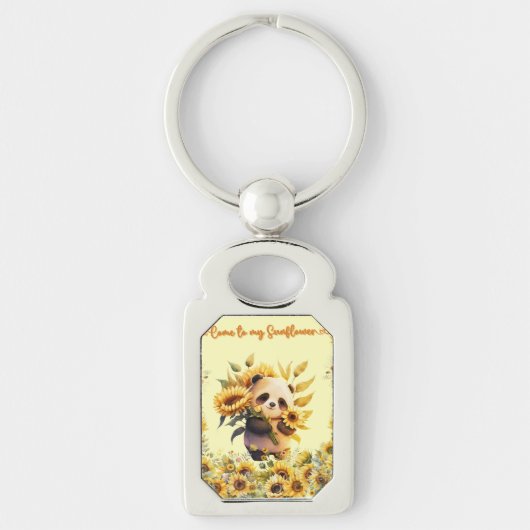 metalen sleutelhanger | Leuke Panda Holding Zonneb (Voorkant)