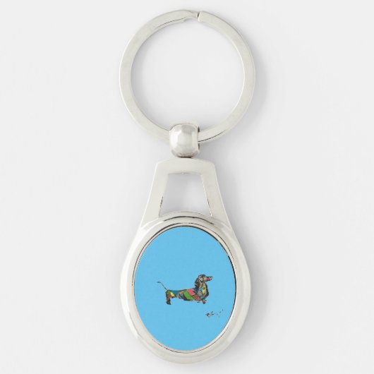 Metalen Sleutelhanger met Dachshund (Voorkant)