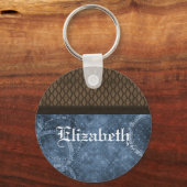 Metalen Sleutelhanger Steampunk, blauw (Voorkant)