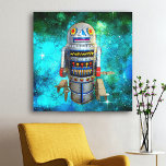 Metalen speelgoed robot blauw bubble sterrenstelse canvas afdruk<br><div class="desc">Ik hou van schattige, retroflectoren op , kindermetaal-speelgoed-windrobots. Hier is een van mijn favorieten, geplaatst tegen een blauwe bellenhemel van het turkooizen. Voeg wat stijl toe aan je kamer met deze leuke, kleurrijke, fotoillustratie canvas wandkunst. Maakt een geweldig, trendy cadeau, zelfs voor jezelf! U kunt deze canvaswandkunst eenvoudig personaliseren, plus...</div>