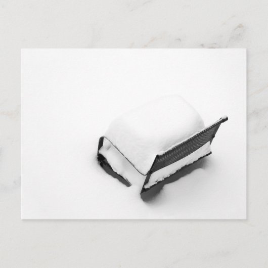  metalen stoel vol sneeuw briefkaart (Voorkant)