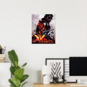 Metalen tandwielen vast tegen de fantoompijn poster (Thuiskantoor)