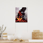 Metalen tandwielen vast tegen de fantoompijn poster (Keuken)