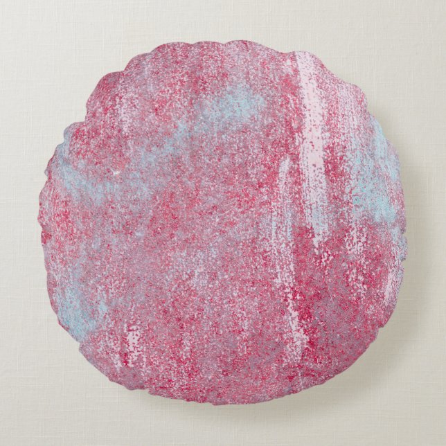 metalen textuur met krassen en abstracte barsten; rond kussen (Voorkant)