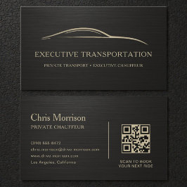 Metalen Transport Auto QR Code Zwart & Goud Visitekaartje
