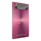 Metalen Uitzicht Roze Sjabloon Modern Monogram Mini Klembord (Schuin)