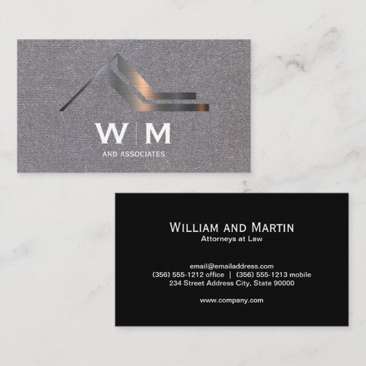 Metalen Vastgoed Dak Logo | Linnen Achtergrond Visitekaartje (Voorkant / Achterkant)