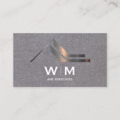 Metalen Vastgoed Dak Logo | Linnen Achtergrond Visitekaartje (Voorkant)