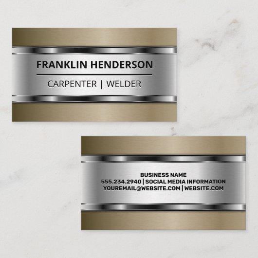 Metalen Visitekaartje Glanzend (Voorkant / Achterkant)