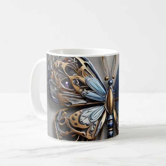 Metalen Vlinder Koffiemok (Voorkant links)