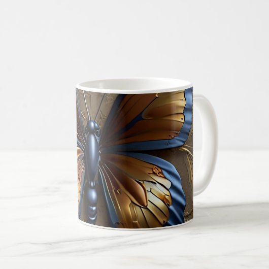 Metalen Vlinder Koffiemok (Voorkant rechts)
