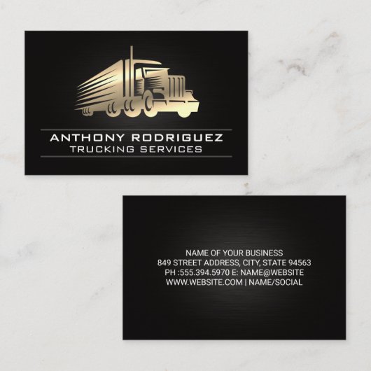 Metalen vrachtwagen | Bestuurder | Logistieke leve Visitekaartje (Voorkant / Achterkant)