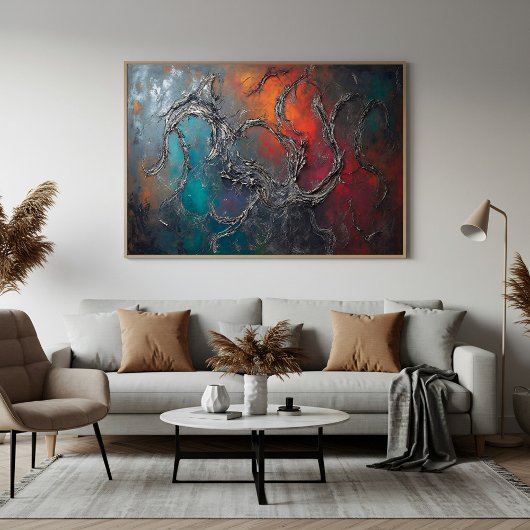 Metalen webben in vlammen poster