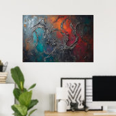 Metalen webben in vlammen poster (Thuiskantoor)