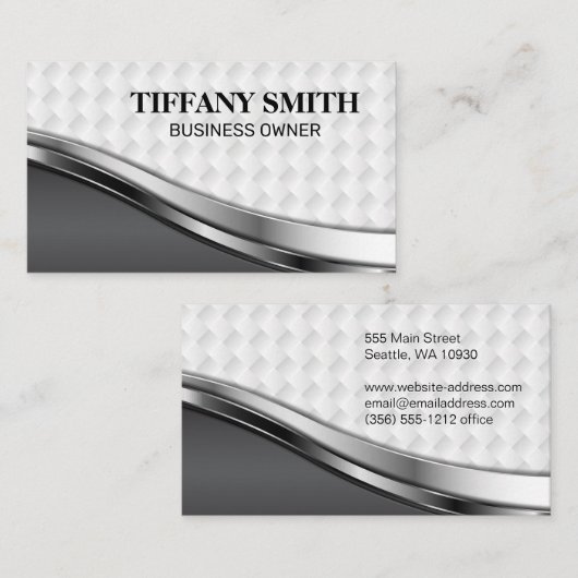 Metalen Weefpatroon | Metalen Golfpatroon Visitekaartje (Voorkant / Achterkant)