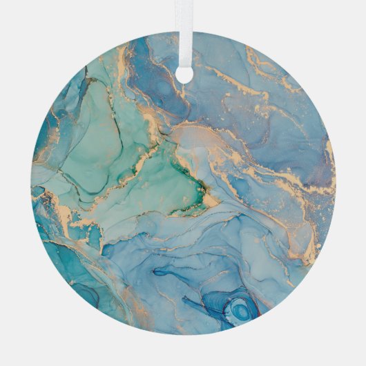 Metalen wervelingen: Abstracte vloeibare kunst Glas Ornament (Achterkant)