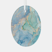 Metalen wervelingen: Abstracte vloeibare kunst Glas Ornament (Voorkant links)