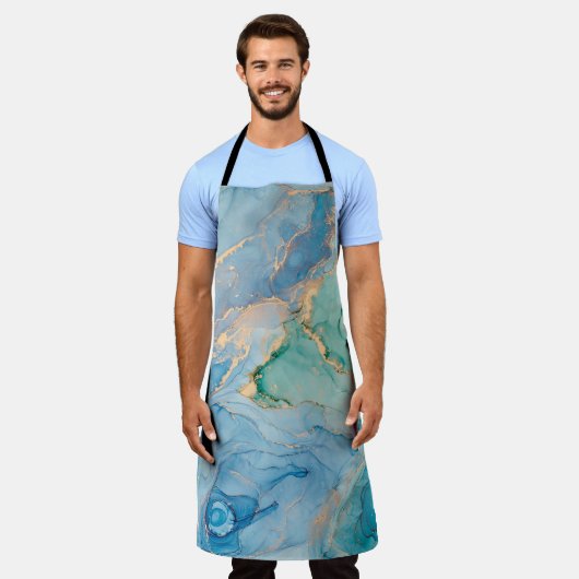 Metalen wervelingen: Abstracte vloeibare kunst Schort (Gedragen)