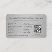 Metalen Zilver Bouwconstructie QR Code Visitekaartje (Achterkant)