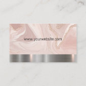 Metalen Zilveren Afwerking | Roze Marmer Goudvlokk Visitekaartje (Achterkant)