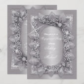 metalen zilveren bladeren luxe mode chic kaart (Voorkant / Achterkant)