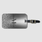 Metalen zilveren glitter bagagelabel (Voorkant (horizontaal))