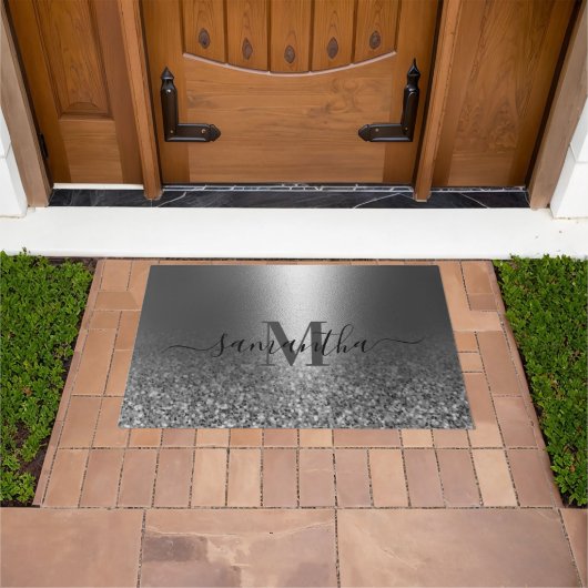 Metalen zilveren glitter deurmat (Buiten)