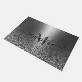 Metalen zilveren glitter deurmat (Schuin)
