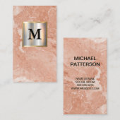 Metalen Zilveren Gouden Banner Monogram | Marmer Visitekaartje (Voorkant / Achterkant)